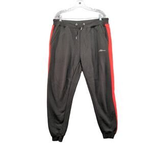 Mens BooHoo MAN Athletic Jogger Pants Size XL Black & Red Logo